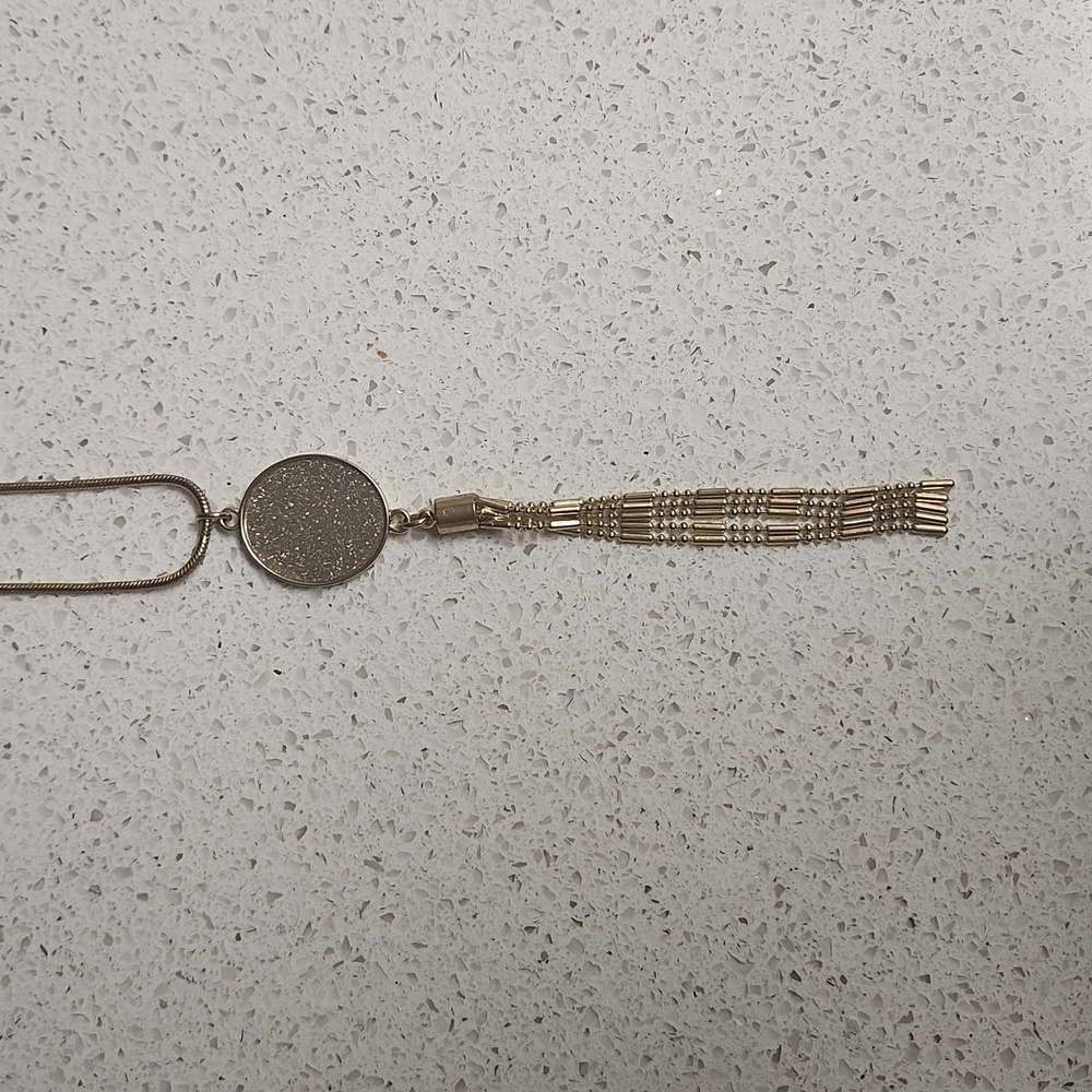 Maurices Gold and Silver Sparkle Pendant Tassle Necklace